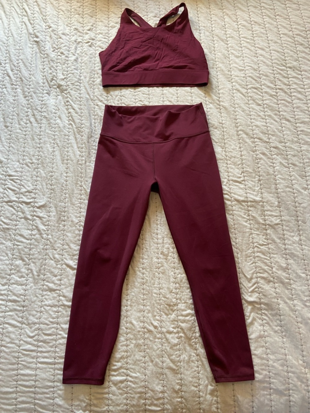 Fabletics Burgundy High-Waist Leggings & Sports Bra Set